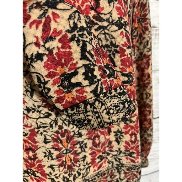 Violet + Claire Blouse Top sz Small Burgundy Orange Floral Autumn Career Church - Picture 6 of 11